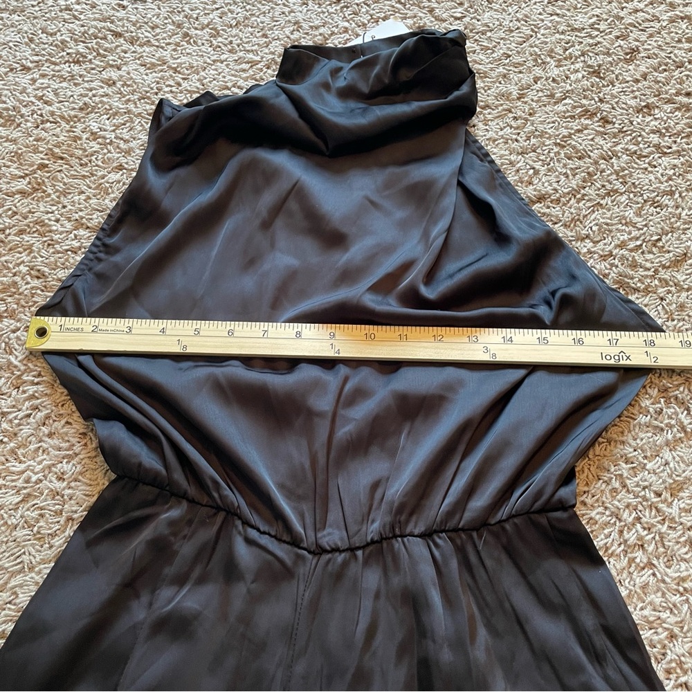 Hello Molly Black Satin Jumpsuit Womens 6 Sleeveless Thin Silky Sleek NWT - Picture 12 of 15
